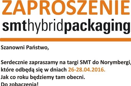 Zaproszenie na targi SMT w Norymberdze